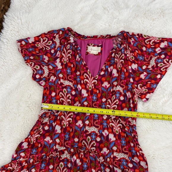 Anthropologie ,Size S,Floral V-Neck Women dress - Red and Pink - Picture 10 of 15